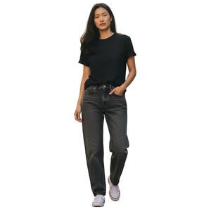 Good American 90's Relaxed Jeans Women 4 27 High Waist Black Gray Stretch